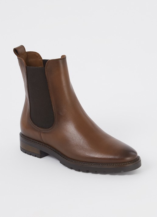 Dune London Poema chelsea boot van leer - voorkant 2 kastanjebruin