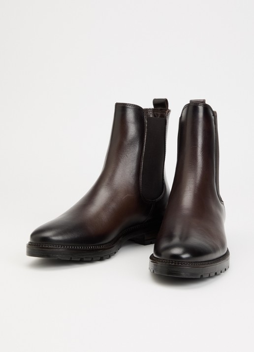 Dune London Poema chelsea boot van leer - detail bruin