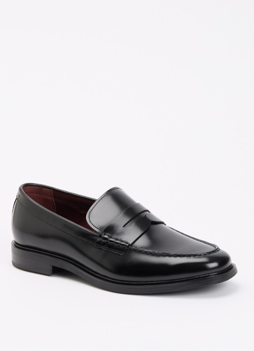 Dune London Sacha loafer van leer - voorkant 2 zwart