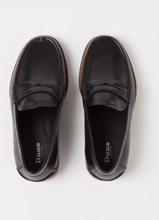 Dune London Samson loafer van leer - detail 4 zwart