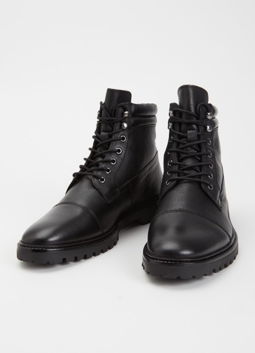 Dune London Sawyeer veterboot van leer - detail zwart