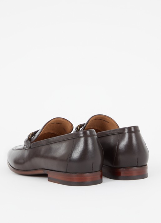Dune London Scilly loafer van leer met horsebit - achterkant 6 donkerbruin