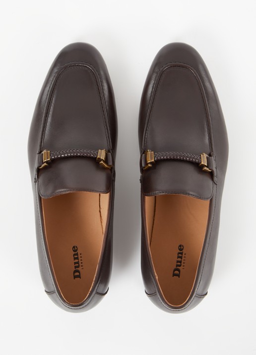 Dune London Scilly loafer van leer met horsebit - detail 2 donkerbruin