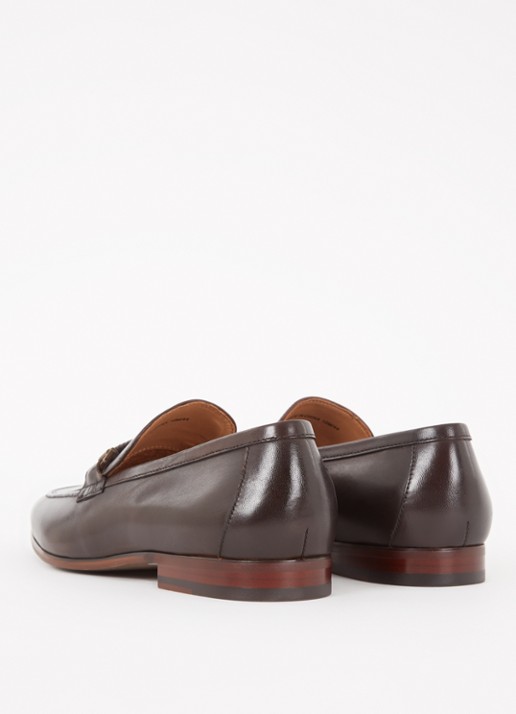 Dune London Scilly loafer van leer met horsebit - achterkant 7 donkerbruin