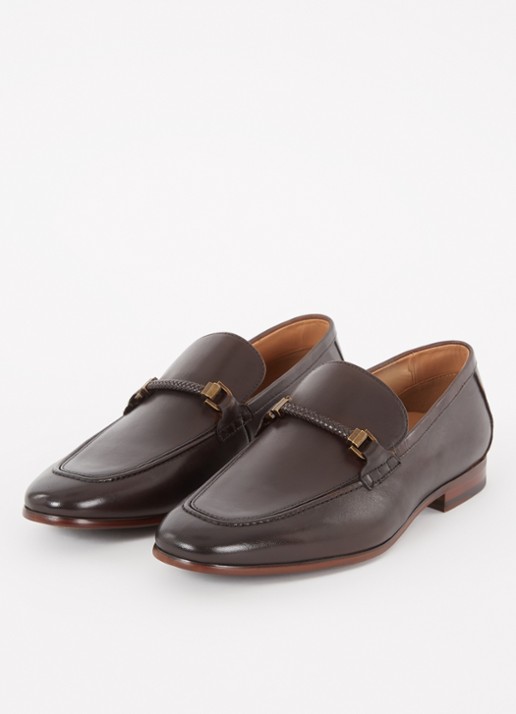Dune London Scilly loafer van leer met horsebit - detail 4 donkerbruin
