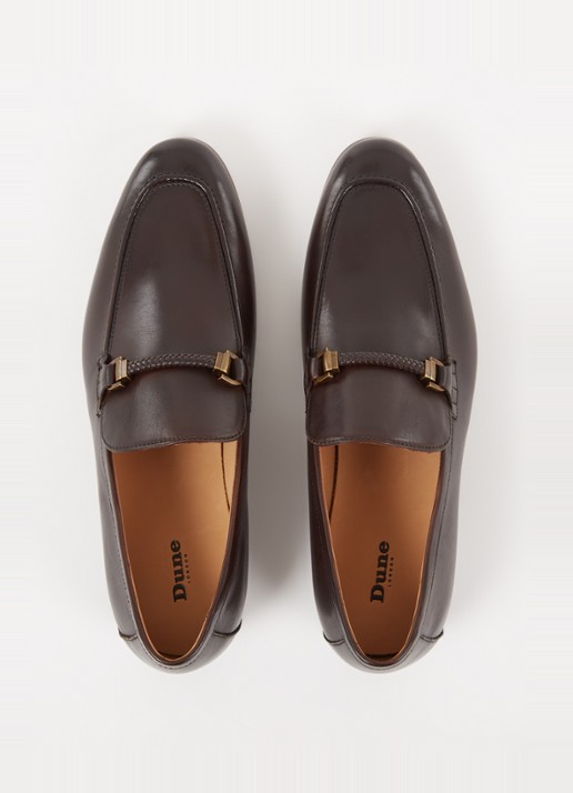 Dune London Scilly loafer van leer met horsebit - detail 5 donkerbruin