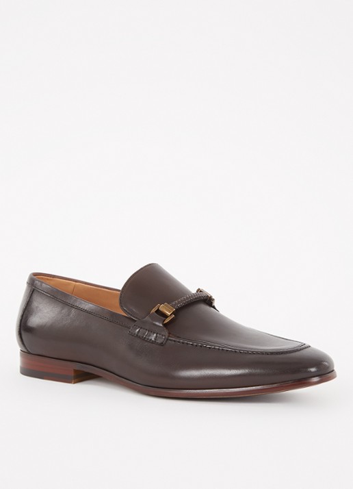 Dune London Scilly loafer van leer met horsebit - voorkant 9 donkerbruin