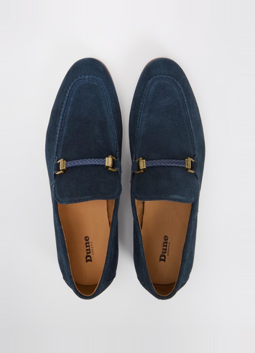 Dune London Scilly loafer van leer met horsebit - detail 4 donkerblauw