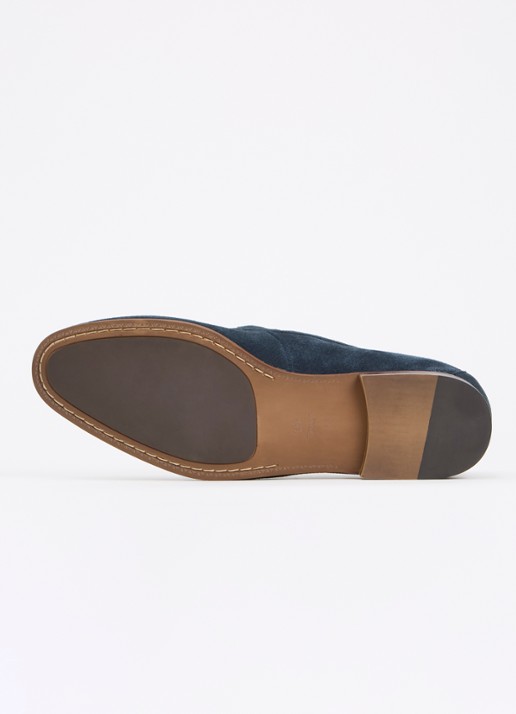 Dune London Scilly loafer van leer met horsebit - detail 5 donkerblauw