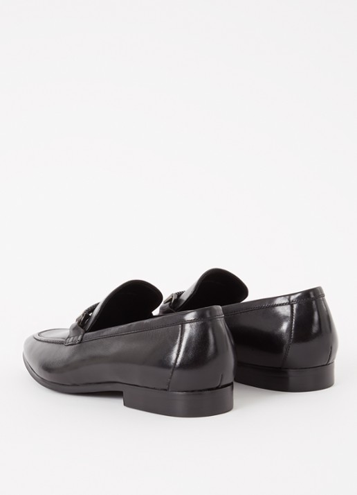 Dune London Scilly loafer van leer met horsebit - achterkant 5 zwart
