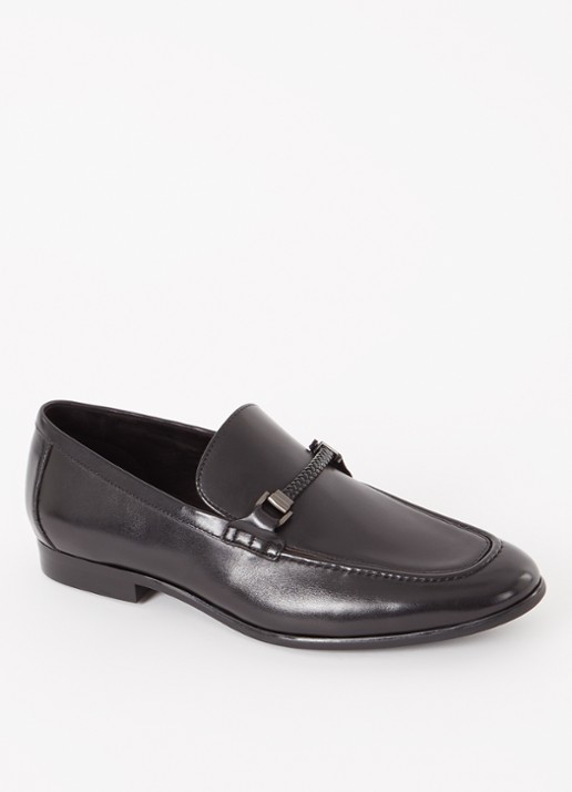 Dune London Scilly loafer van leer met horsebit - voorkant 4 zwart