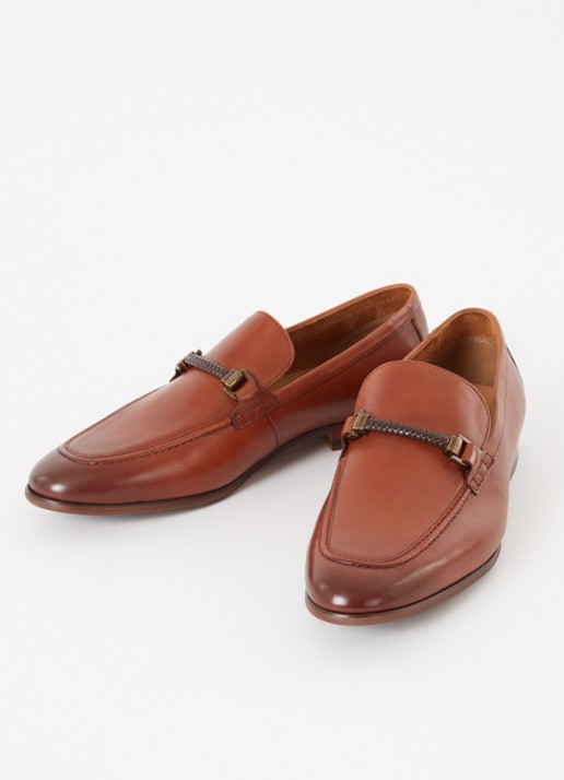 Dune London Scilly loafer van leer met horsebit - detail 3 hazelnootbruin
