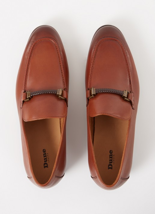 Dune London Scilly loafer van leer met horsebit - detail 4 hazelnootbruin