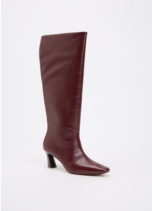 Dune London Selinni laars van leer - voorkant bordeauxrood