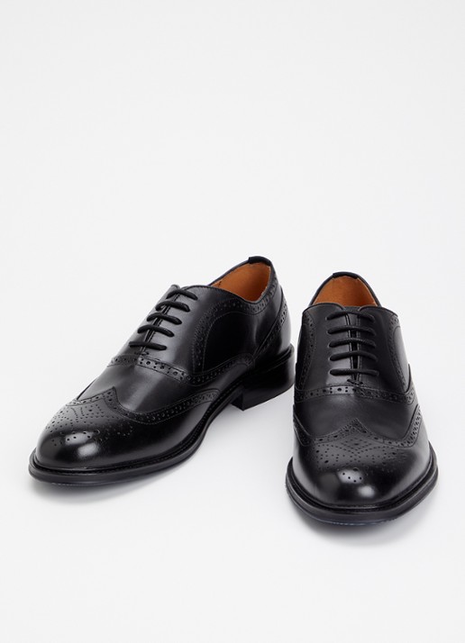 Dune London Senser brogue van leer  - detail zwart