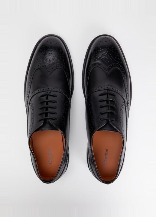Dune London Senser brogue van leer  - detail 2 zwart