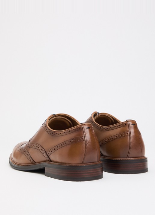 Dune London Senser brogue van leer  - achterkant 4 bruin