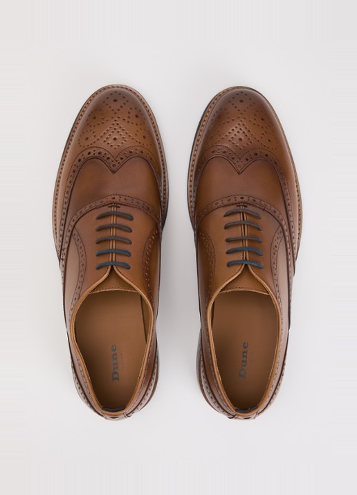 Dune London Senser brogue van leer  - detail 2 bruin