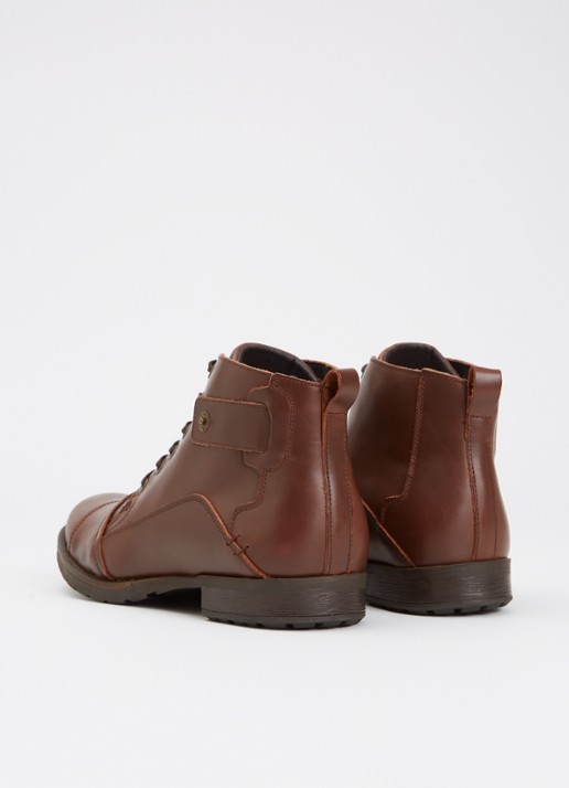 Dune London Simon veterboot van leer - achterkant 4 kastanjebruin