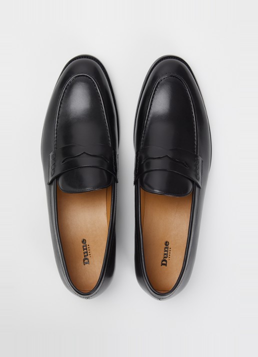 Dune London Skylers loafer van leer - detail 4 zwart