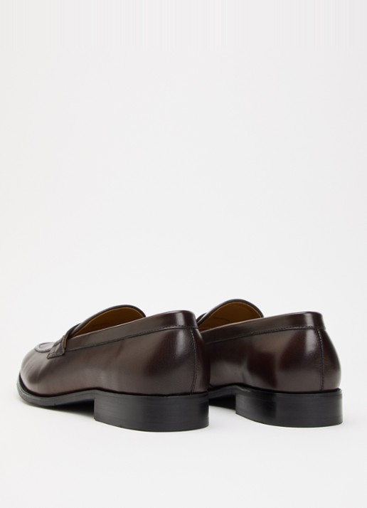 Dune London Skylers loafer van leer - achterkant 5 donkerbruin