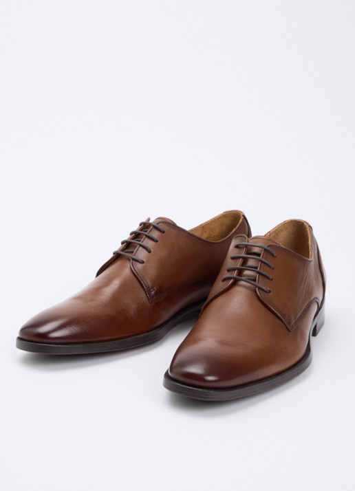 Dune London Sole veterschoen van leer - detail 3 cognac