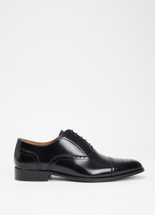 Dune London Soliders brogue van leer - voorkant zwart