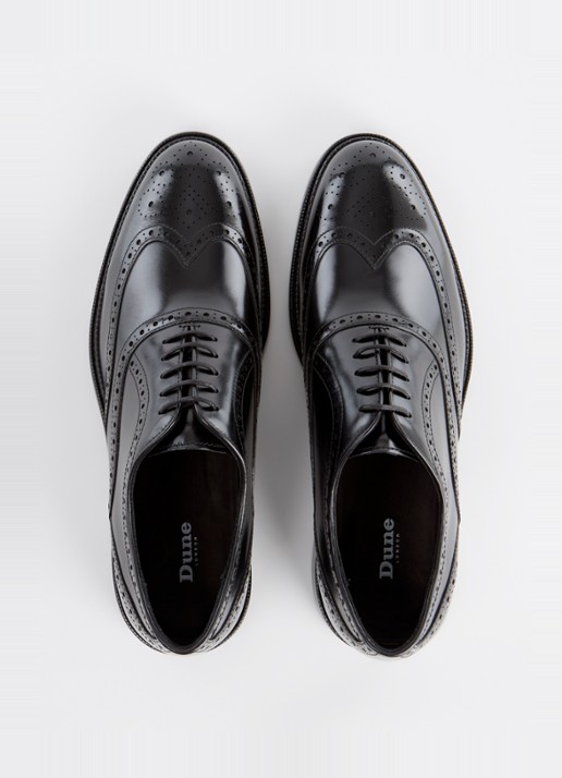 Dune London Solihull brogue van leer  - detail 3 zwart
