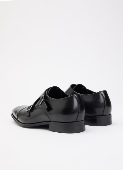Dune London Solutions loafer van lakleer met gesp detail - achterkant zwart