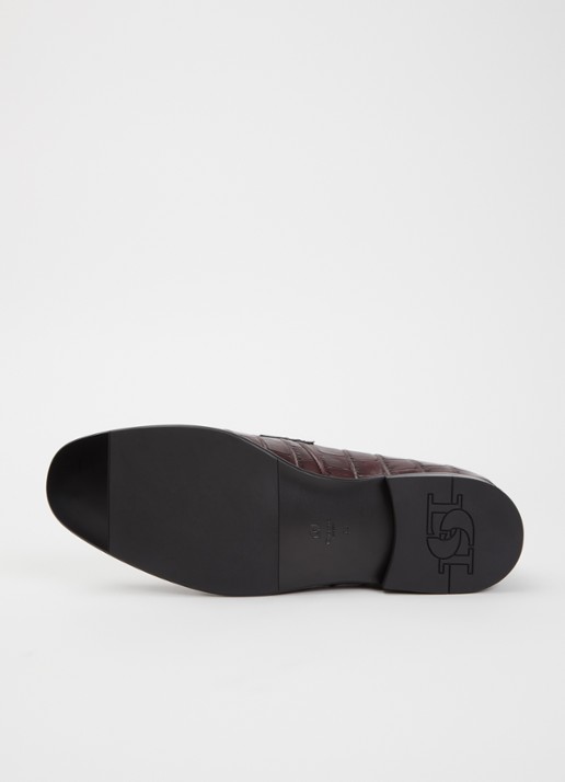Dune London Son loafer van leer met crocostructuur - detail 3 bordeauxrood