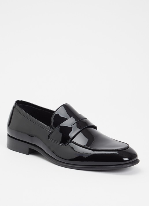 Dune London Spin loafer van lakleer - voorkant zwart