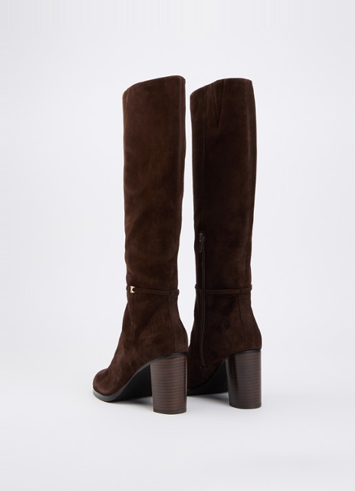 Dune London Starlling laars van leer met gesp detail - achterkant 3 donkerbruin