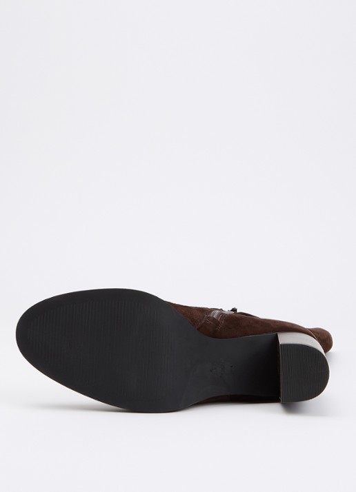Dune London Starlling laars van leer met gesp detail - detail 2 donkerbruin