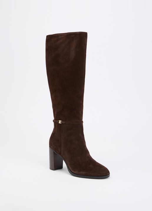 Dune London Starlling laars van leer met gesp detail - voorkant 4 donkerbruin