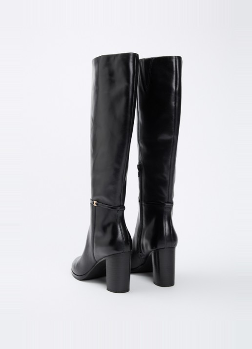 Dune London Starlling laars van leer met gesp detail - achterkant zwart