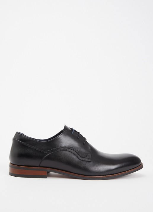 Dune London Stenton veterschoen van leer - voorkant 5 zwart