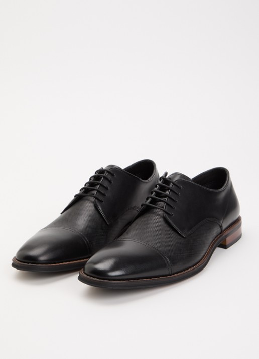 Dune London Stones veterschoen van leer - detail 3 zwart