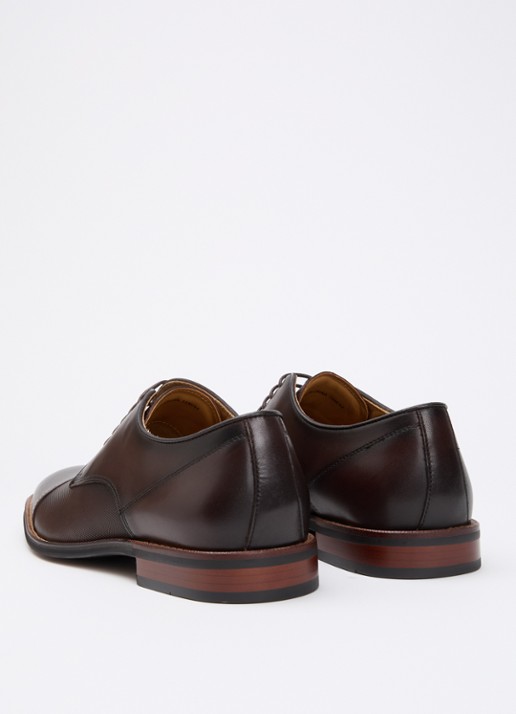 Dune London Stones veterschoen van leer - achterkant 5 donkerbruin