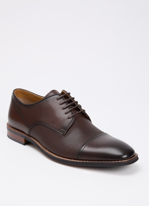 Dune London Stones veterschoen van leer - voorkant 4 donkerbruin