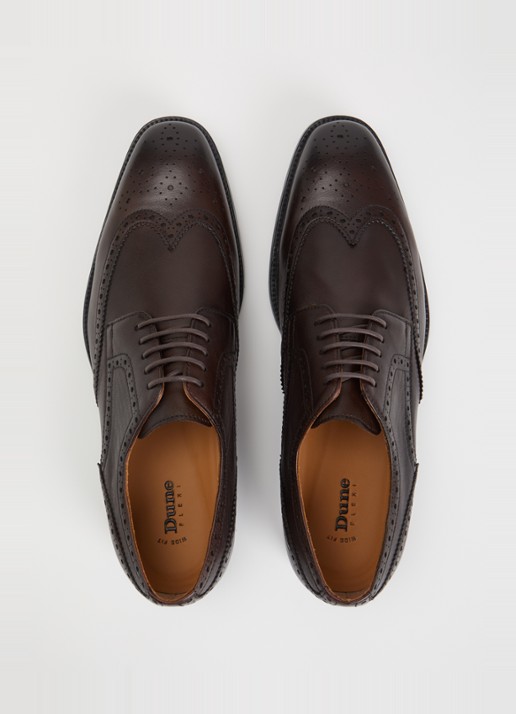 Dune London Sunni Wide Fit brogue van leer  - detail 2 donkerbruin