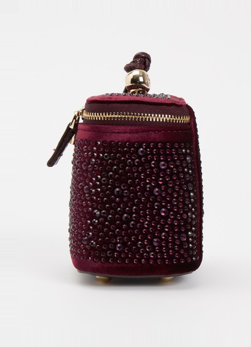 Dune London Surround make-up tas - detail 2 bordeauxrood
