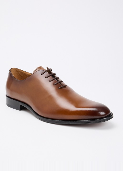 Dune London Sylvester veterschoen van leer - voorkant 2 hazelnootbruin