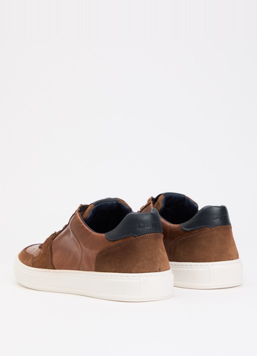 Dune London Tawly sneaker van leer met details van suède - achterkant 4 lichtbruin
