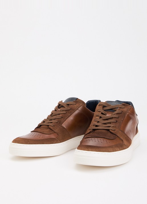 Dune London Tawly sneaker van leer met details van suède - detail lichtbruin