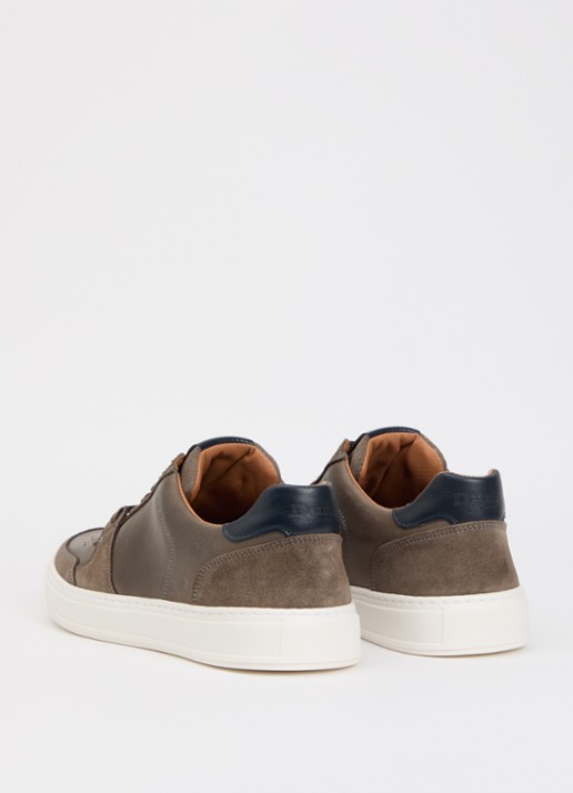 Dune London Tawly sneaker van leer met details van suède - achterkant 5 grijs