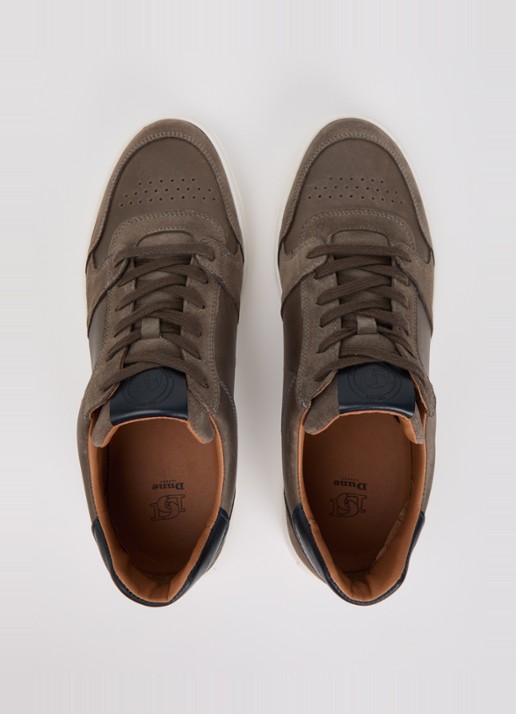 Dune London Tawly sneaker van leer met details van suède - detail 3 grijs