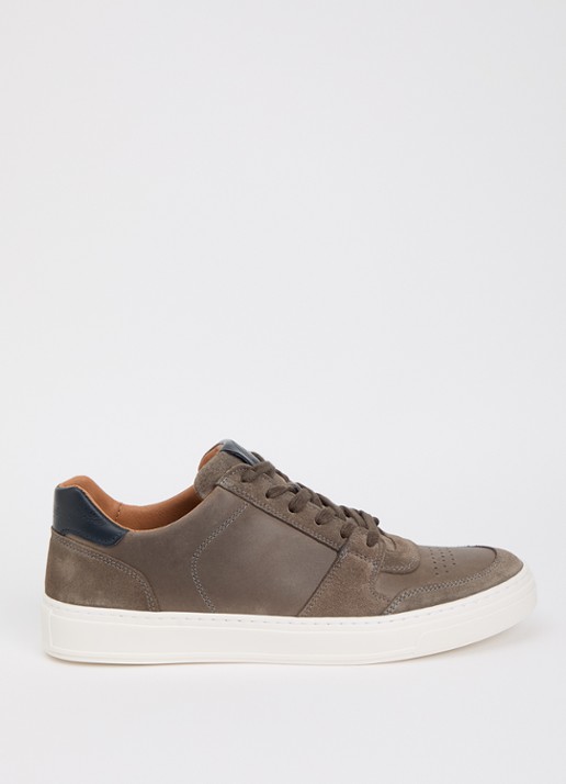 Dune London Tawly sneaker van leer met details van suède - voorkant grijs