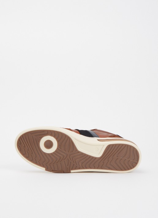 Dune London Terence sneaker van leer met details van suède - detail 3 oranjebruin