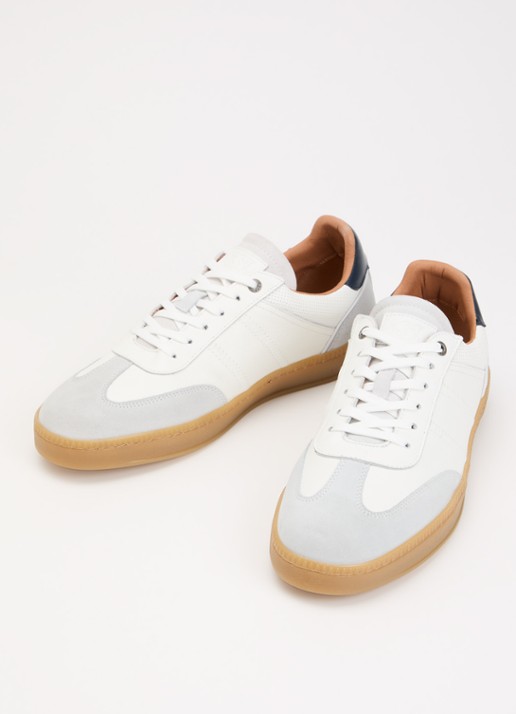 Dune London Theos sneaker van leer met details van suède - detail 2 wit