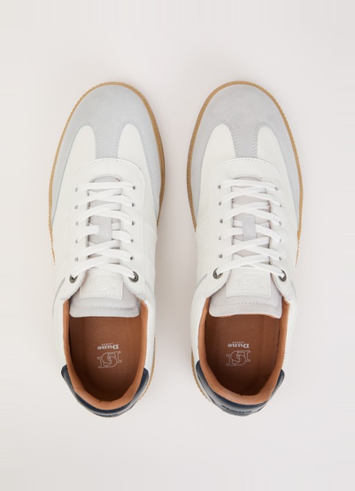 Dune London Theos sneaker van leer met details van suède - detail 3 wit